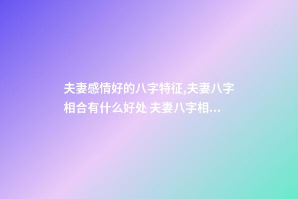 夫妻感情好的八字特征,夫妻八字相合有什么好处 夫妻八字相合有什么好处-第1张-观点-玄机派